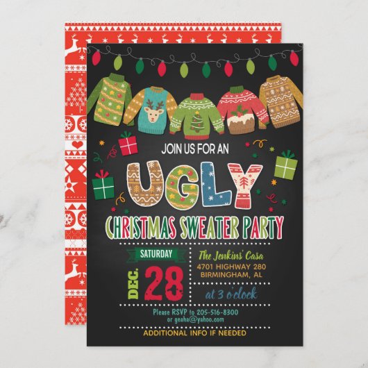 Weihnachtssüßer-Party Einladung (Vorne/Hinten)