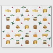 WeihnachtsSüßigkeiten und -mistelzweig Geschenkpapier (Flach)