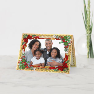 Weihnachtssüßigkeits-Girlanden-Foto-Gruß mit Vers Feiertagskarte