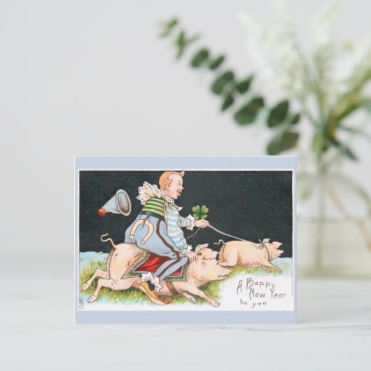 Weihnachtssymbole für Clowns, Schweine und viel Gl Postkarte (Stehend Vorderseite)