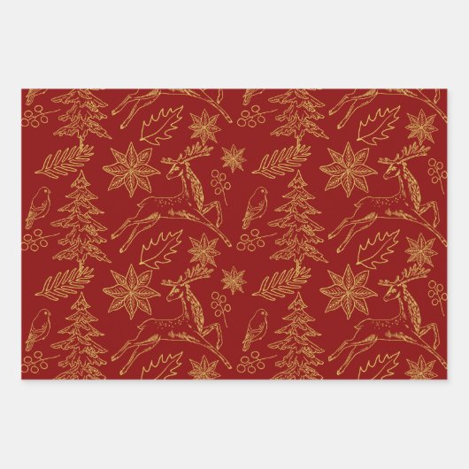 Weihnachtssymbole Geschenkpapier Set (Vorderseite)