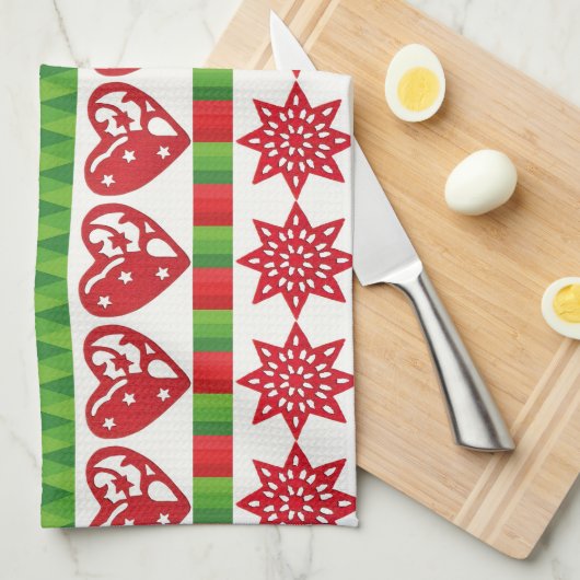 WeihnachtsSymbole Geschirrtuch (Viertel Falte)