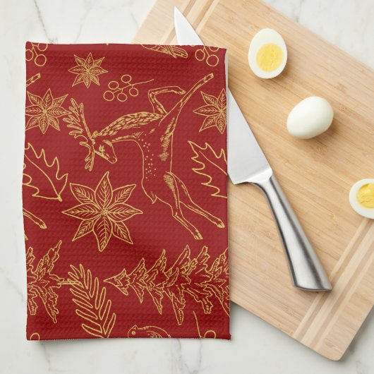 Weihnachtssymbole Geschirrtuch (Viertel Falte)