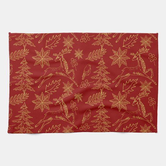 Weihnachtssymbole Geschirrtuch (Horizontal)