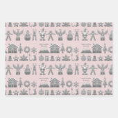 Weihnachtssymbole Glitzer Silber Geschenkpapier Set (Vorderseite)