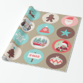 Weihnachtssymbole Große Medaillen Benutzerdefinier Geschenkpapier (Ungerollt)