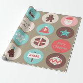 Weihnachtssymbole Große Medaillen Benutzerdefinier Geschenkpapier (Ungerollt)