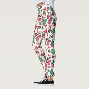 Weihnachtssymbole in Rot und Grün  Leggings