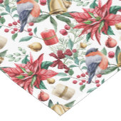 Weihnachtssymbole mit Poinsettia mit Red Robin Kurzer Tischläufer (Ecke)