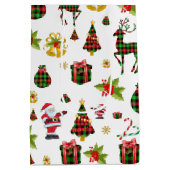 Weihnachtssymbole Muster Mittlere Geschenktüte (Rückseite)