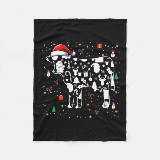 Weihnachtssymbole Santa Cow Niedlich Form Matching Fleecedecke (Vorderseite)