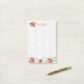 Weihnachtssymbole und Blume Post-it Klebezettel (Auf Schreibtisch)