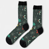 Weihnachtssymbole und Schneeflocken Socken (Linkes Detail)