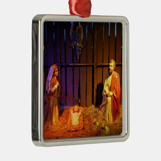 Weihnachtsszenario in Washington DC Silbernes Ornament (Rechts)