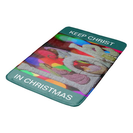 Weihnachtsszenario mit Liebe der Krippe Badematte (Schrägansicht)