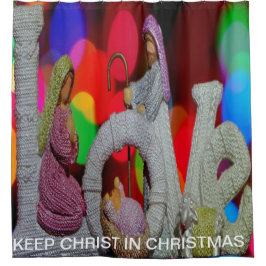 Weihnachtsszenario mit Liebe der Krippe Duschvorhang