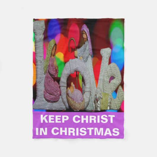 Weihnachtsszenario mit Liebe der Krippe Fleecedecke (Vorderseite)