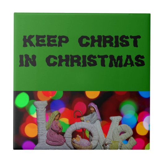 Weihnachtsszenario mit Liebe der Krippe Fliese (Vorderseite)