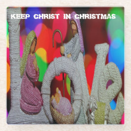 Weihnachtsszenario mit Liebe der Krippe Glasuntersetzer