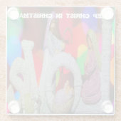 Weihnachtsszenario mit Liebe der Krippe Glasuntersetzer (Rückseite)