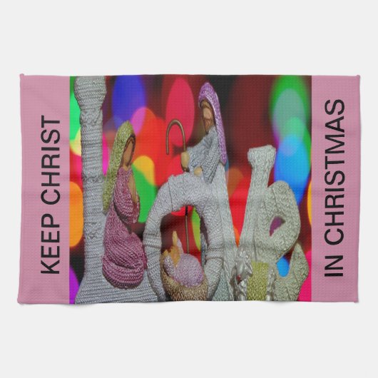 Weihnachtsszenario mit Liebe der Krippe Küchentuch (Horizontal)