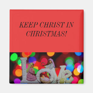Weihnachtsszenario mit Liebe der Krippe Magnet