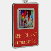 Weihnachtsszenario mit Liebe der Krippe Rahmen-Ornament Silber (Rechts)