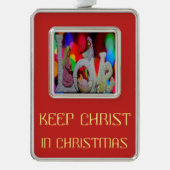 Weihnachtsszenario mit Liebe der Krippe Rahmen-Ornament Silber (Vorderseite)