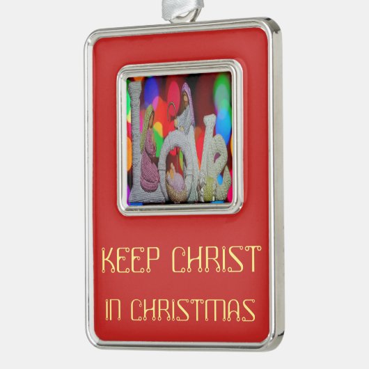 Weihnachtsszenario mit Liebe der Krippe Rahmen-Ornament Silber (Links)