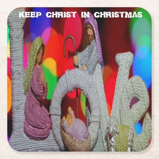 Weihnachtsszenario mit Liebe der Krippe Rechteckiger Pappuntersetzer (Vorderseite)