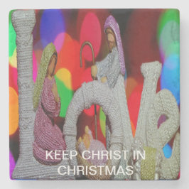 Weihnachtsszenario mit Liebe der Krippe Steinuntersetzer