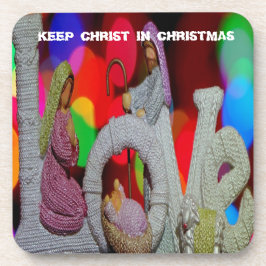 Weihnachtsszenario mit Liebe der Krippe Untersetzer