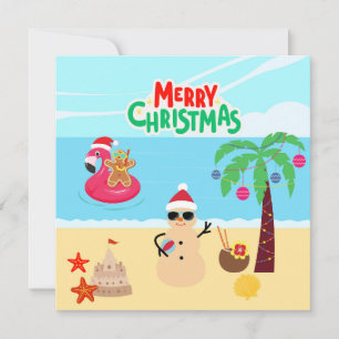 Weihnachtsszene am Strand Karte