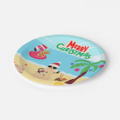 Weihnachtsszene am Strand Pappteller (Schrägansicht)