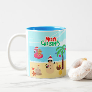 Weihnachtsszene am Strand Zweifarbige Tasse