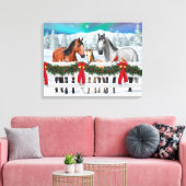 Weihnachtsszene Buckskin Dappgraue Pferde Leinwanddruck (Insitu (Wohnzimmer))
