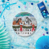 Weihnachtsszene Buckskin Dappgraue Pferde Pappteller (Party)