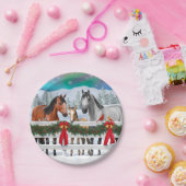 Weihnachtsszene Buckskin Dappgraue Pferde Pappteller (Party)