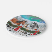 Weihnachtsszene Buckskin Dappgraue Pferde Pappteller (Schrägansicht)