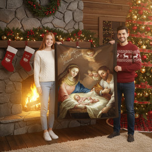 Weihnachtsszene der Nativität Fleecedecke