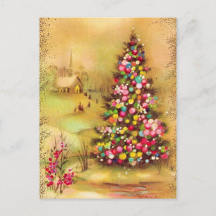 Weihnachtsszene im Vintage-Stil Feiertagspostkarte