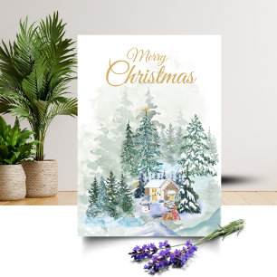 Weihnachtsszene im Winterwald Weihnachtskarte Feiertagskarte