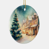 Weihnachtsszene in unserem Dorf Keramik Ornament (Rechts)