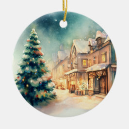 Weihnachtsszene in unserem Dorf Keramik Ornament