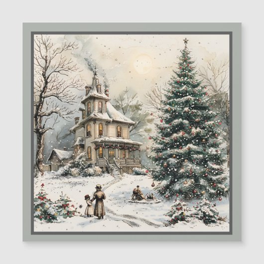 Weihnachtsszene Magnetkarte (Vorderseite)