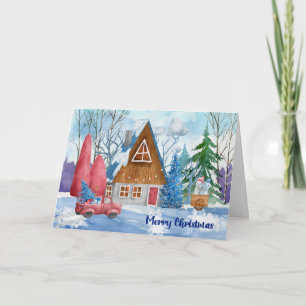 Weihnachtsszene mit A-Frame und rotem Lastwagen Karte