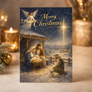 Weihnachtsszene mit Ehrfurcht  Feiertagskarte