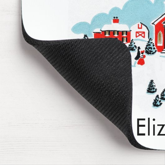 Weihnachtsszene mit einer Roten Kirche und Stern O Mousepad (Ecke)