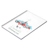 Weihnachtsszene mit einer Roten Kirche und Stern O Notizblock (Linke Seite)