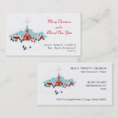 Weihnachtsszene mit einer Roten Kirche und Stern O Visitenkarte (Vorne/Hinten)